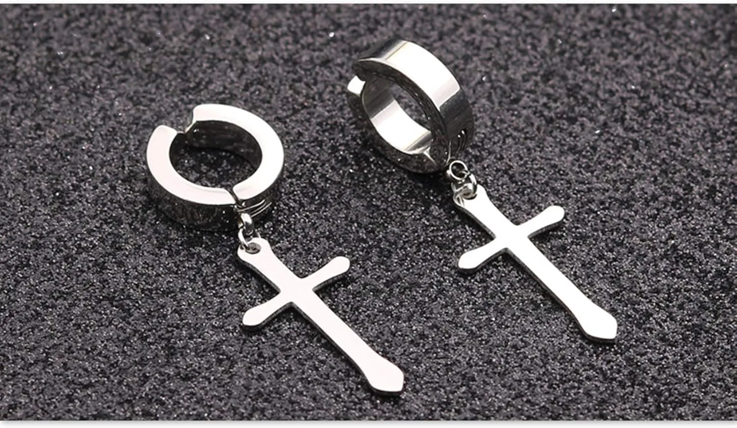 Non-Pierced Clip On Cross Dangle Hoop Earrings Set for Men Women No Piercing Ear Plug Jewelry for Easter Christmas
