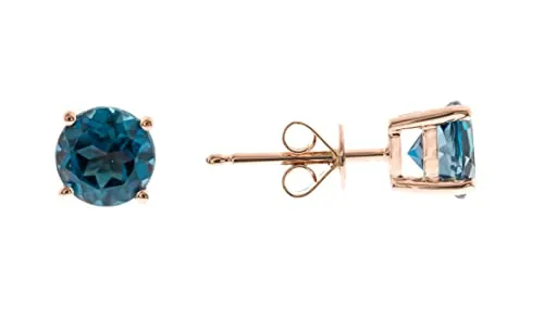 Norah 10K Rose Gold Round-Cut Brazilian London Blue Topaz Earrings
