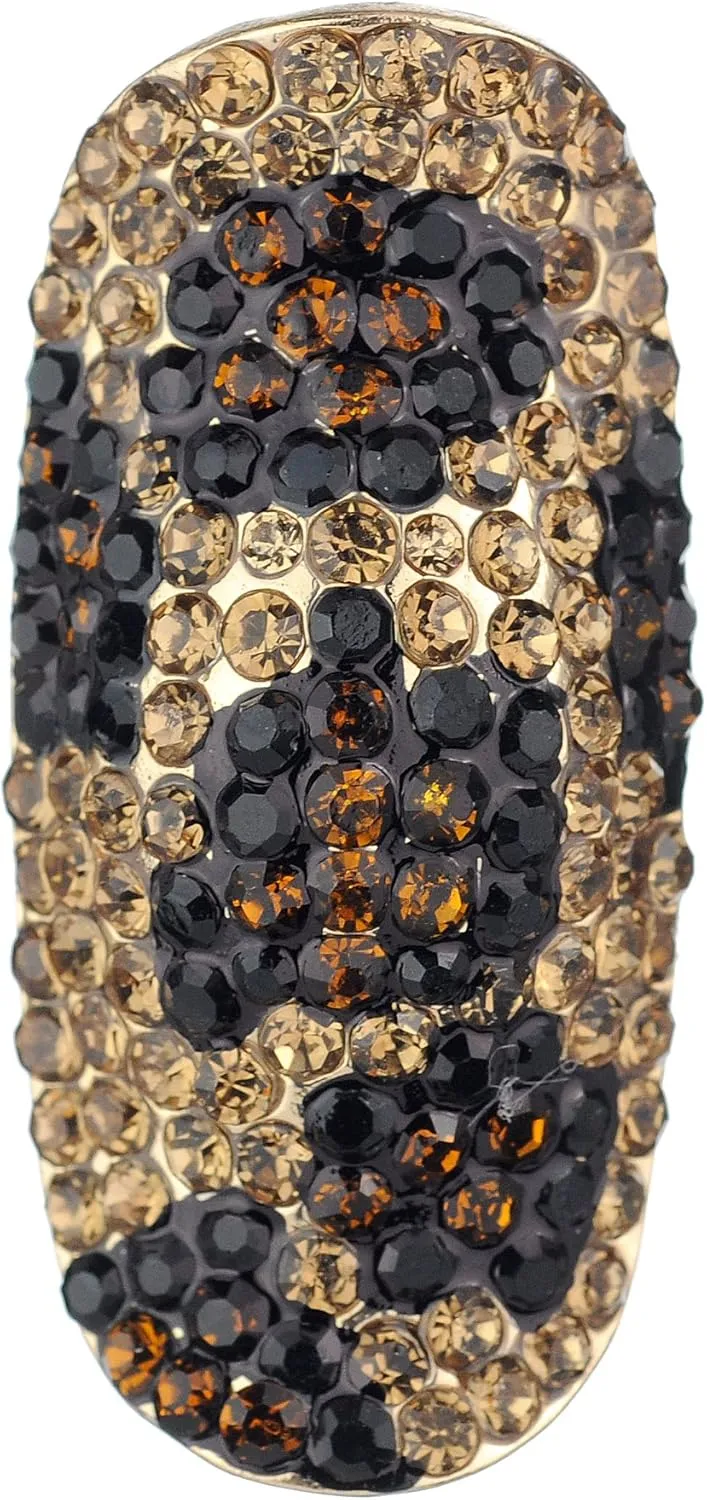 NYFASHION101 Women's Stone Studded Curved Boho Fashion Stretch Ring