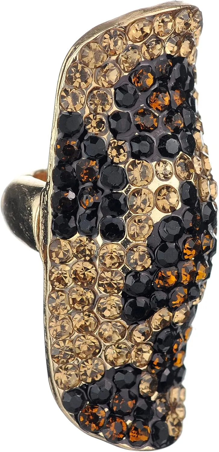 NYFASHION101 Women's Stone Studded Curved Boho Fashion Stretch Ring