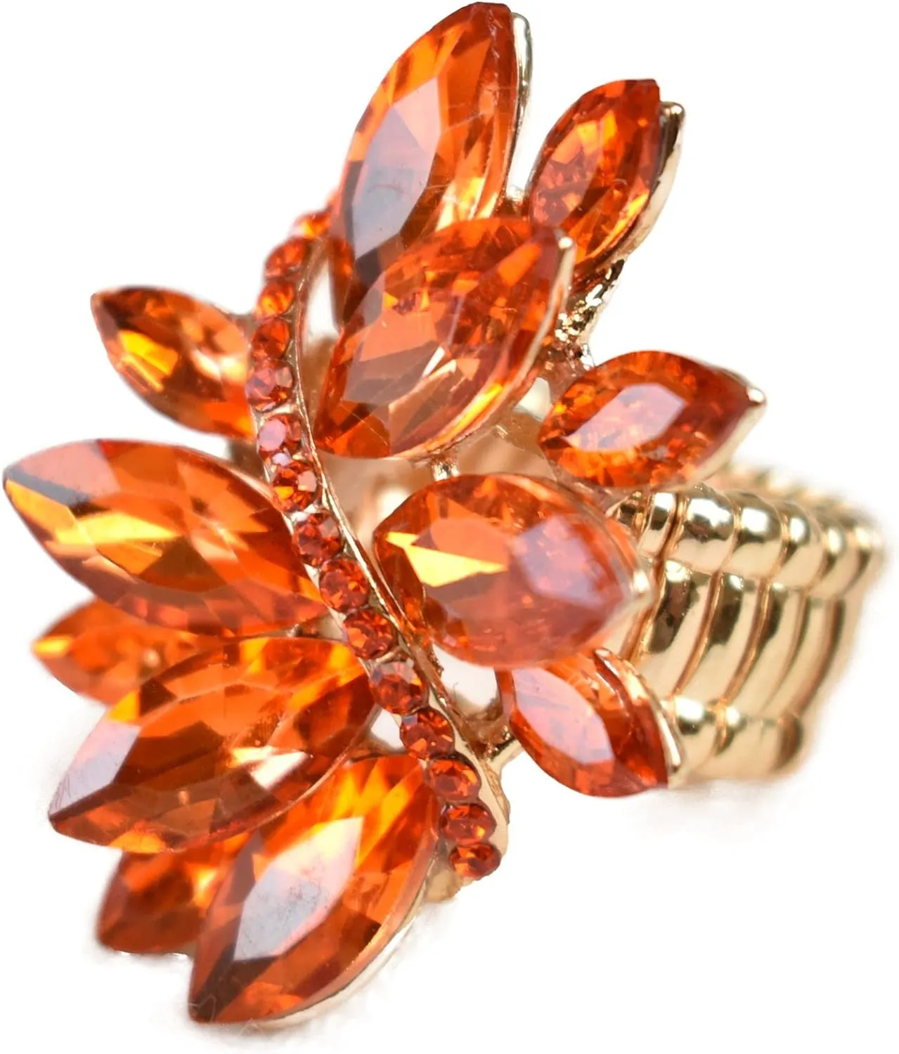 NYFASHION101 Women's Vine Marquis Stone Stud Fashion Stretch Ring