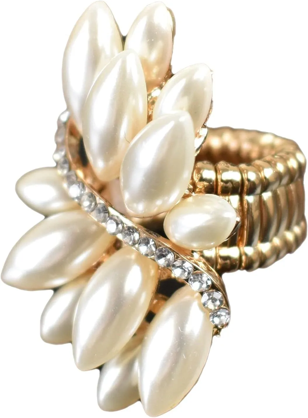 NYFASHION101 Women's Vine Marquis Stone Stud Fashion Stretch Ring