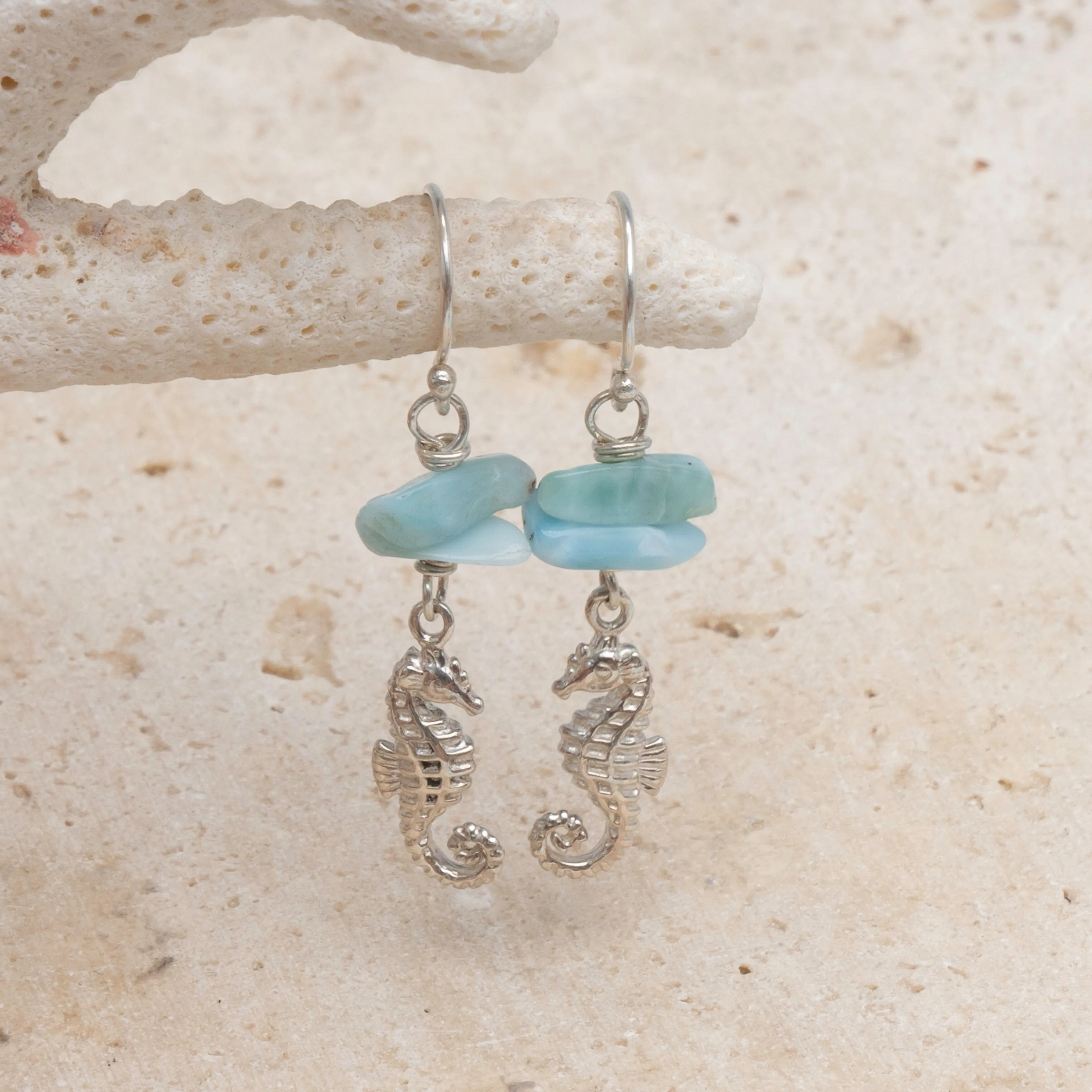 Ocean Larimar Seahorse Drops large