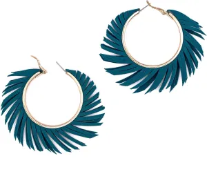 Olivia Welles Willow Chunky Gold Hoop Earrings, Colorful Fringe Spiral Womens Hoop Earrings Fashion Jewelry for Any Event