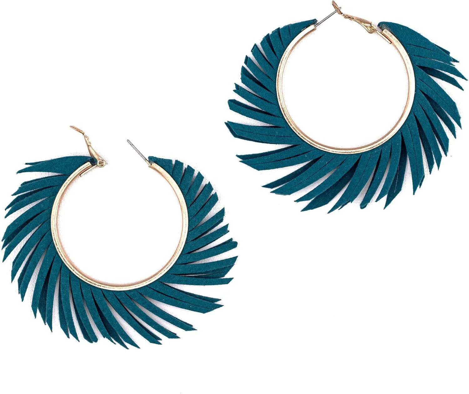 Olivia Welles Willow Chunky Gold Hoop Earrings, Colorful Fringe Spiral Womens Hoop Earrings Fashion Jewelry for Any Event