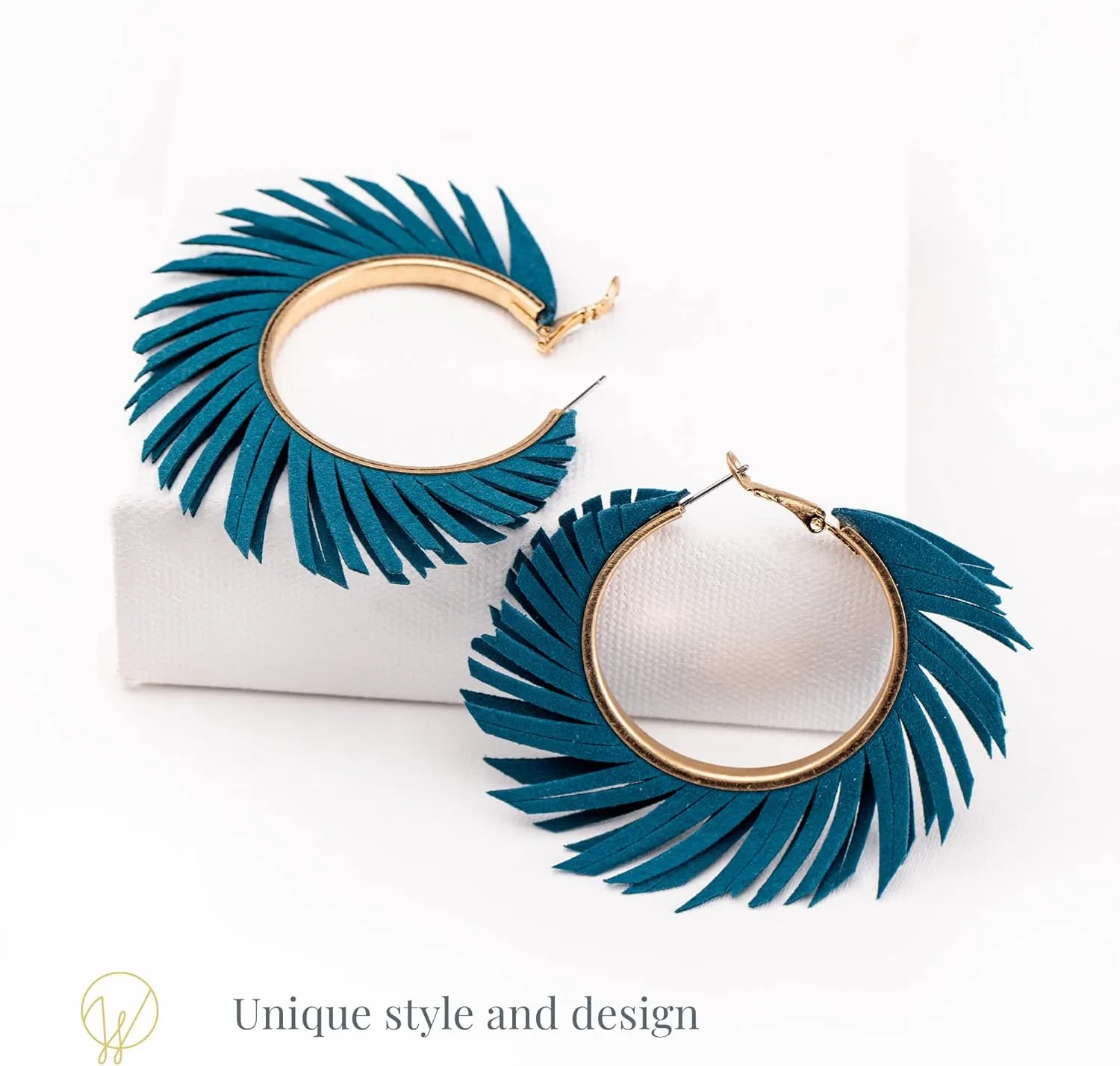 Olivia Welles Willow Chunky Gold Hoop Earrings, Colorful Fringe Spiral Womens Hoop Earrings Fashion Jewelry for Any Event