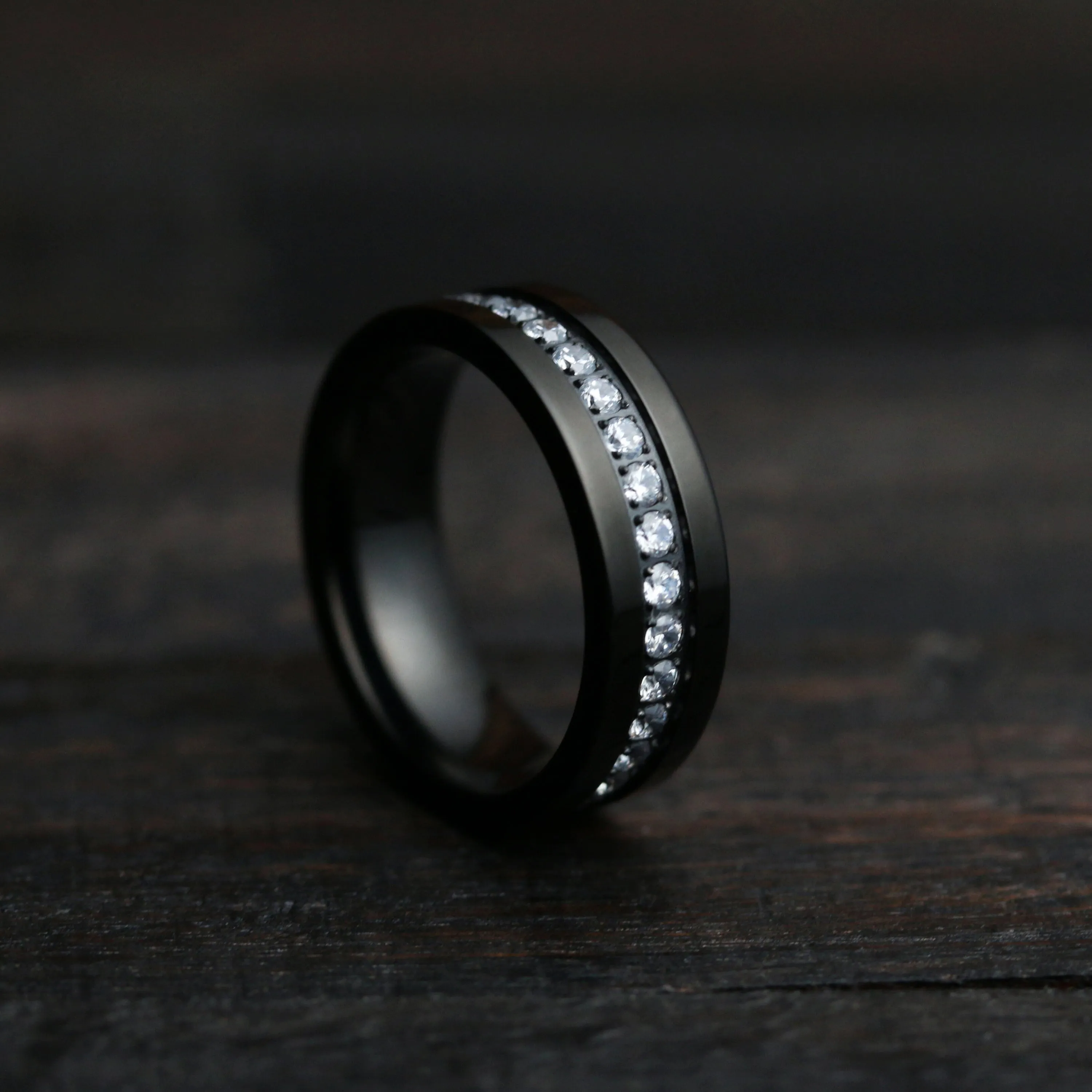 Onyx Shimmer Titanium Ring