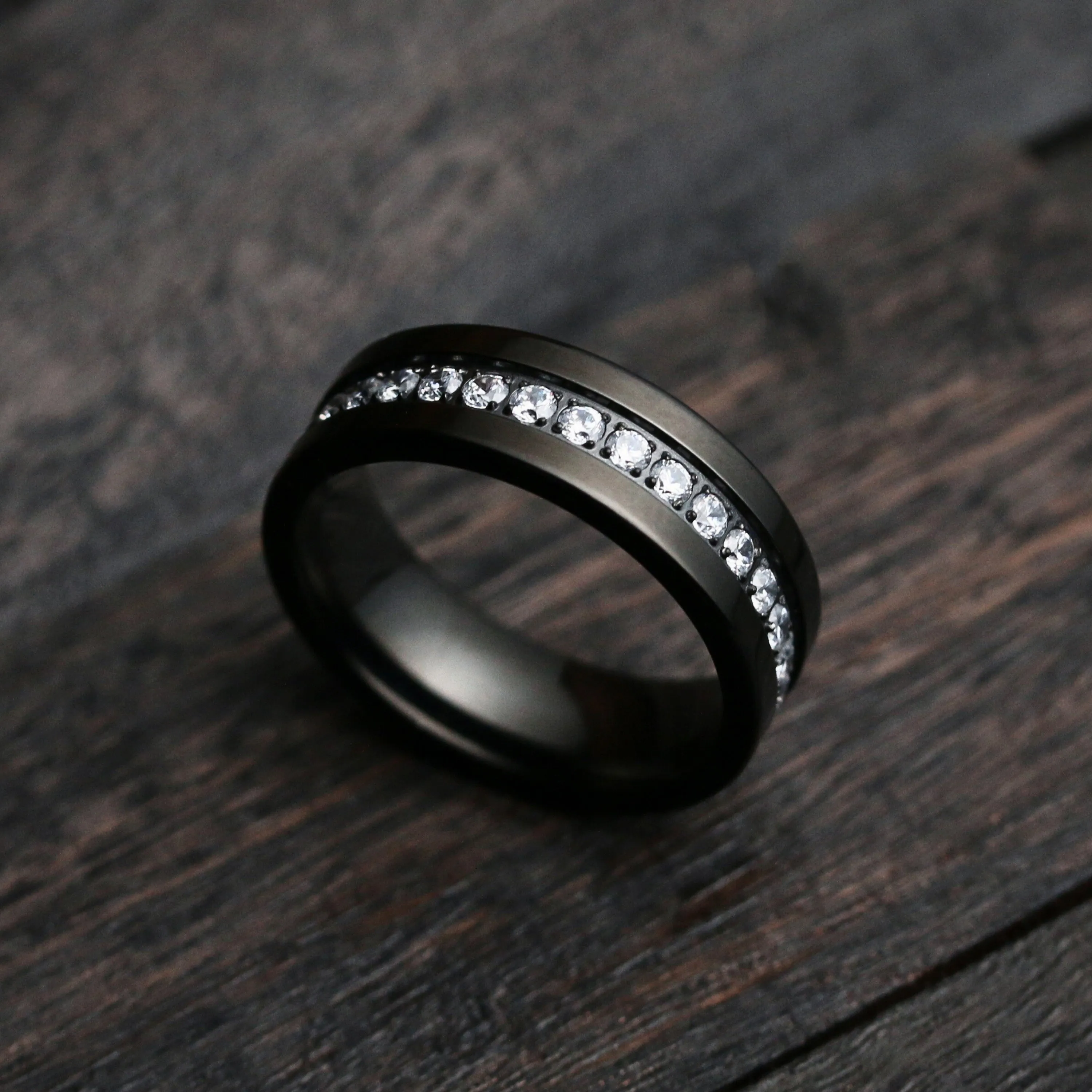 Onyx Shimmer Titanium Ring