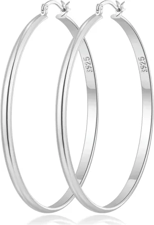 OOOPEL 3mm Wide Large Hoop Earrings for Women Hypoallergenic 925 Sterling Silver Post Gold Earrings Lightweight Silver Hoop Earrings Oversize Big Gold Hoops 20/30/40/50/60/70MM