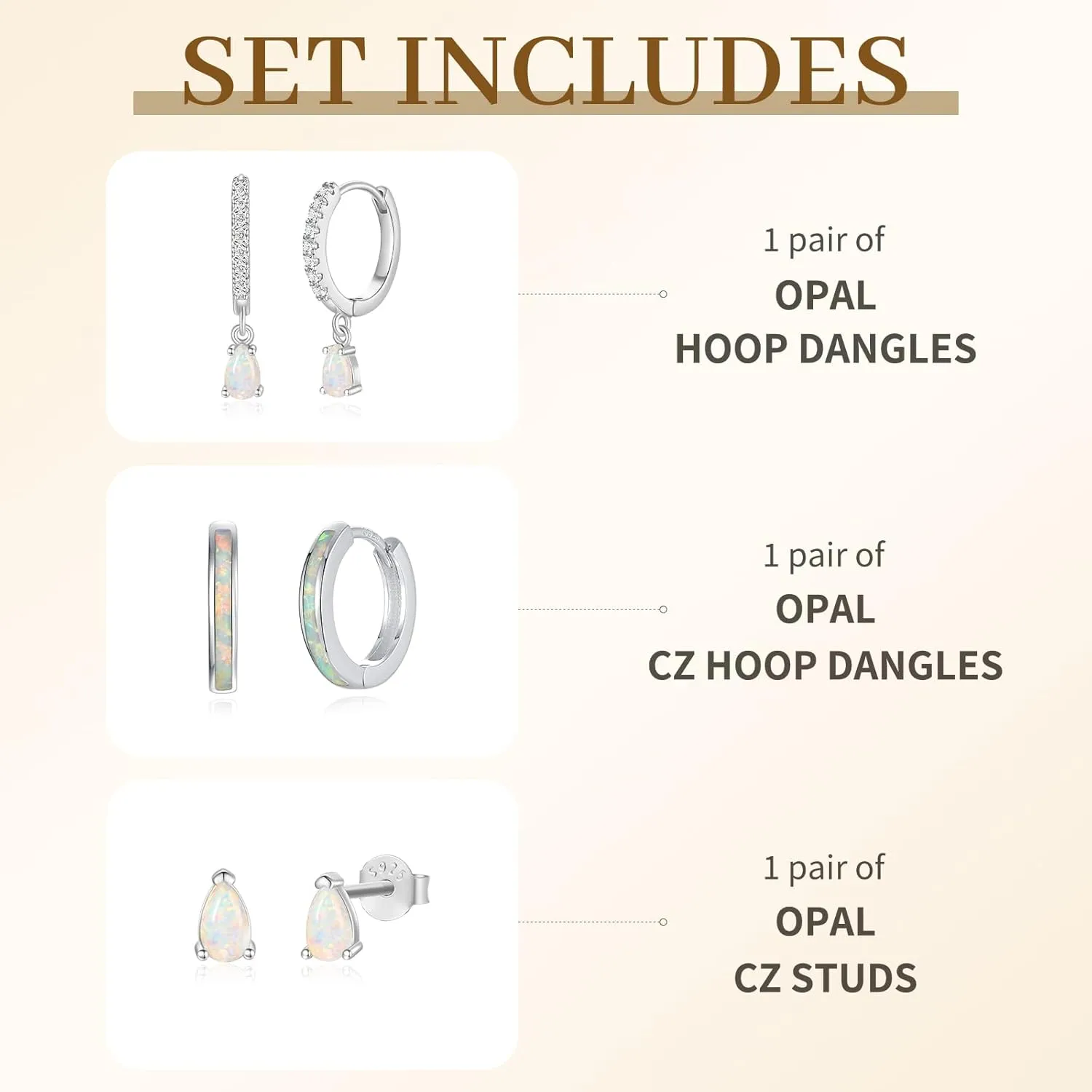 Opal Earrings Set for Women, Sterling Silver Hoop Earrings for Sensitive Ears, Dainty Trendy Opal Jewelry 2025, Birthday Gifts for Her/Yourself/Mom