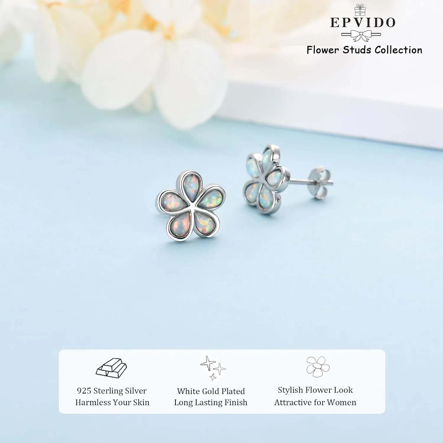 Opal Hoop Earrings for Women, S925 Sterling Silver Post White Blue Pink Fire Opal Hoop Earrings Hinged Huggie Earrings Hypoallergenic for Sensitive Ears Jewelry Gift for Birthday Christmas