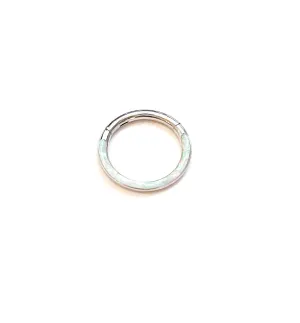 Opal Septum Ring Clicker, Helix Cartilage Opal Piercing Clicker, 16g Surgical Steel Septum, Clicker Ring Hinged Nose Ring Hoop 8mm