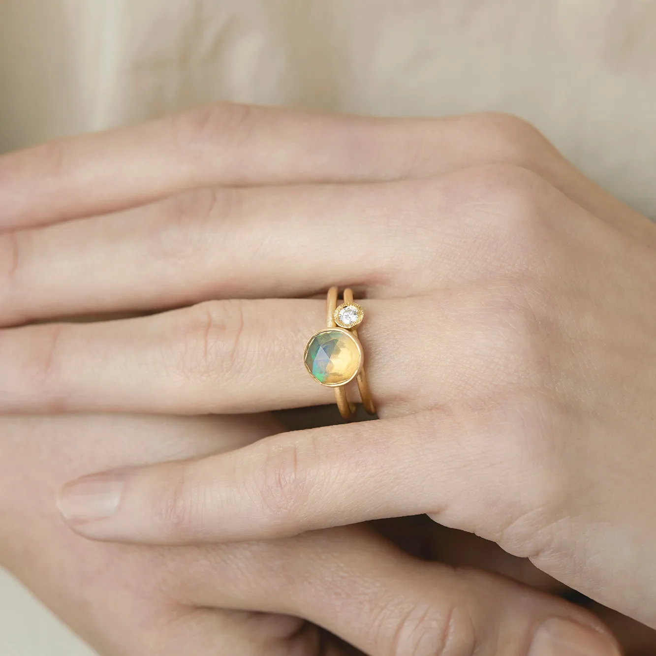 OR1-OOAK | 1.8 Carat One-of-a-Kind Rose Cut Fire Opal Ring #1