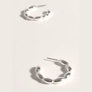 Oval Pod Hoop Earrings (Silver)