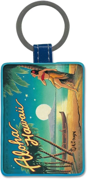 Pacifica Island Art Leatherette Keychain Keyring Key Tag - Aloha Hawaii by Kerne Erickson
