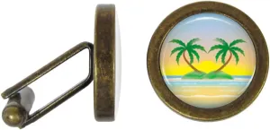 Palm Tree Heart Cufflinks Hearts Cuff Links (Angled Edition)