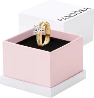 PANDORA Double Band Heart Ring - Gold Ring for Women - Gift for Her Shine with & Cubic Zirconia - With Gift Box