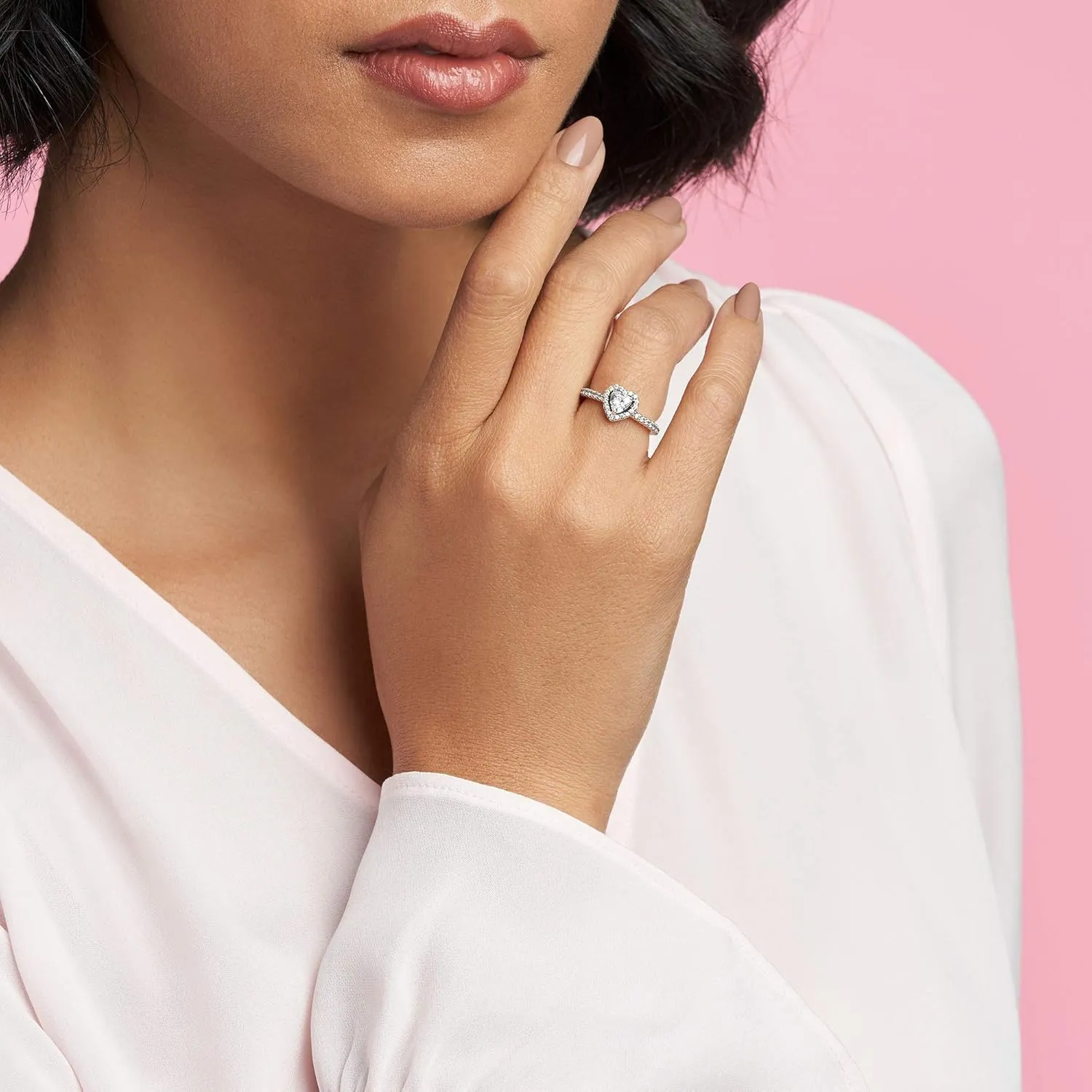 Pandora Elevated Heart Ring - Promise Ring for Women - Layering or Stackable Ring - Gift for Her - With Gift Box