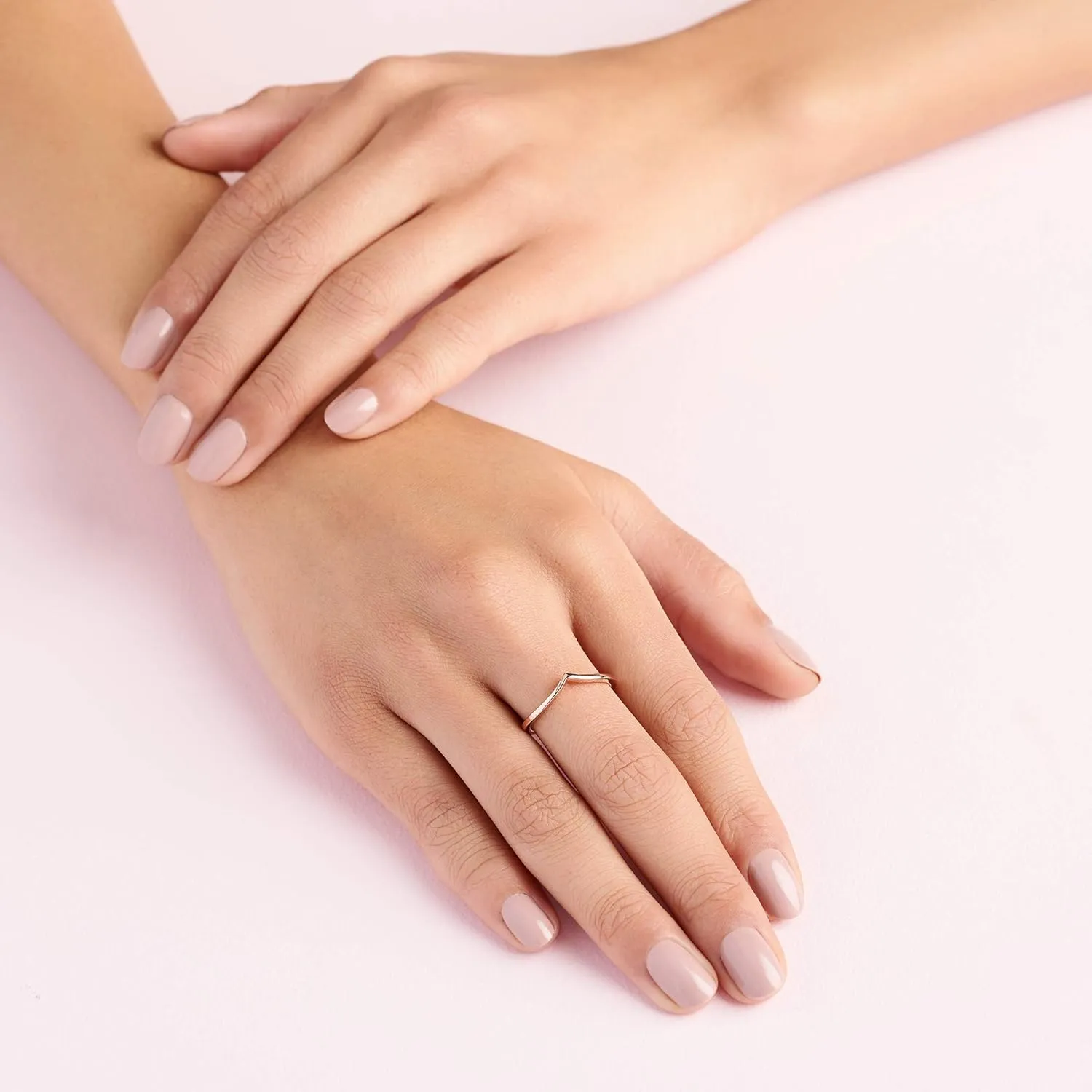 PANDORA Shining Wish - Minimalist Chevron Shape Ring - Stackable Rose Gold Ring for Women - 14k Rose - Gift for Her - With Gift Box