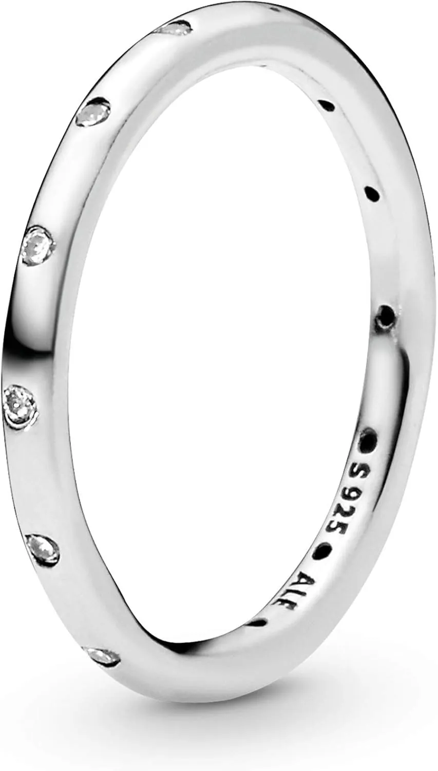 PANDORA Simple Sparkling Band Ring - 14k Gold Stackable Ring for Women - With Gift Box