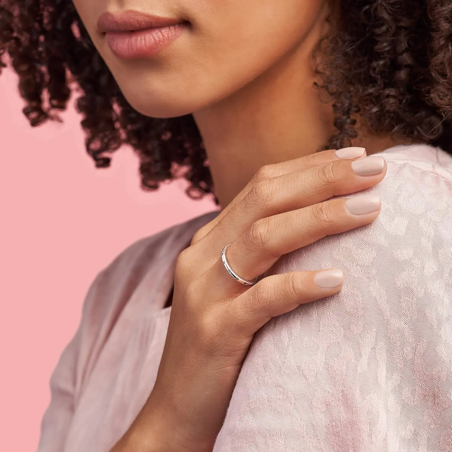 PANDORA Simple Sparkling Band Ring - 14k Gold Stackable Ring for Women - With Gift Box