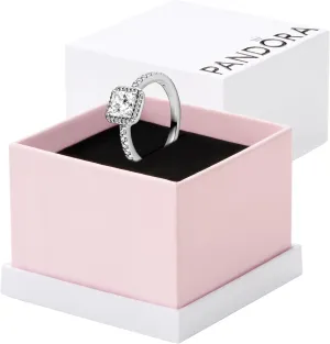 PANDORA Square Sparkle Halo Ring - Ring for Women - Layering or Stackable Ring Rose with Clear Cubic Zirconia - Gift for Her - With Gift Box