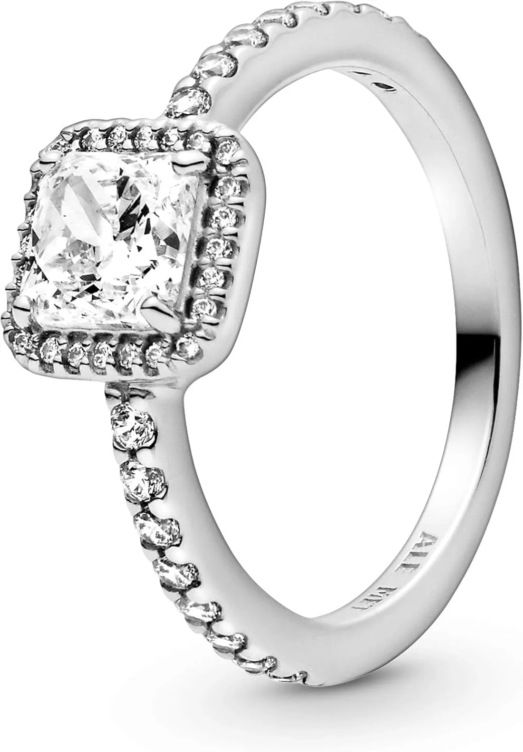 PANDORA Square Sparkle Halo Ring - Ring for Women - Layering or Stackable Ring Rose with Clear Cubic Zirconia - Gift for Her - With Gift Box