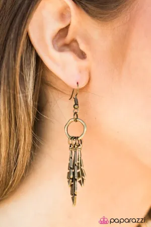 Paparazzi Earring ~ Pluck Up Your Courage - Brass