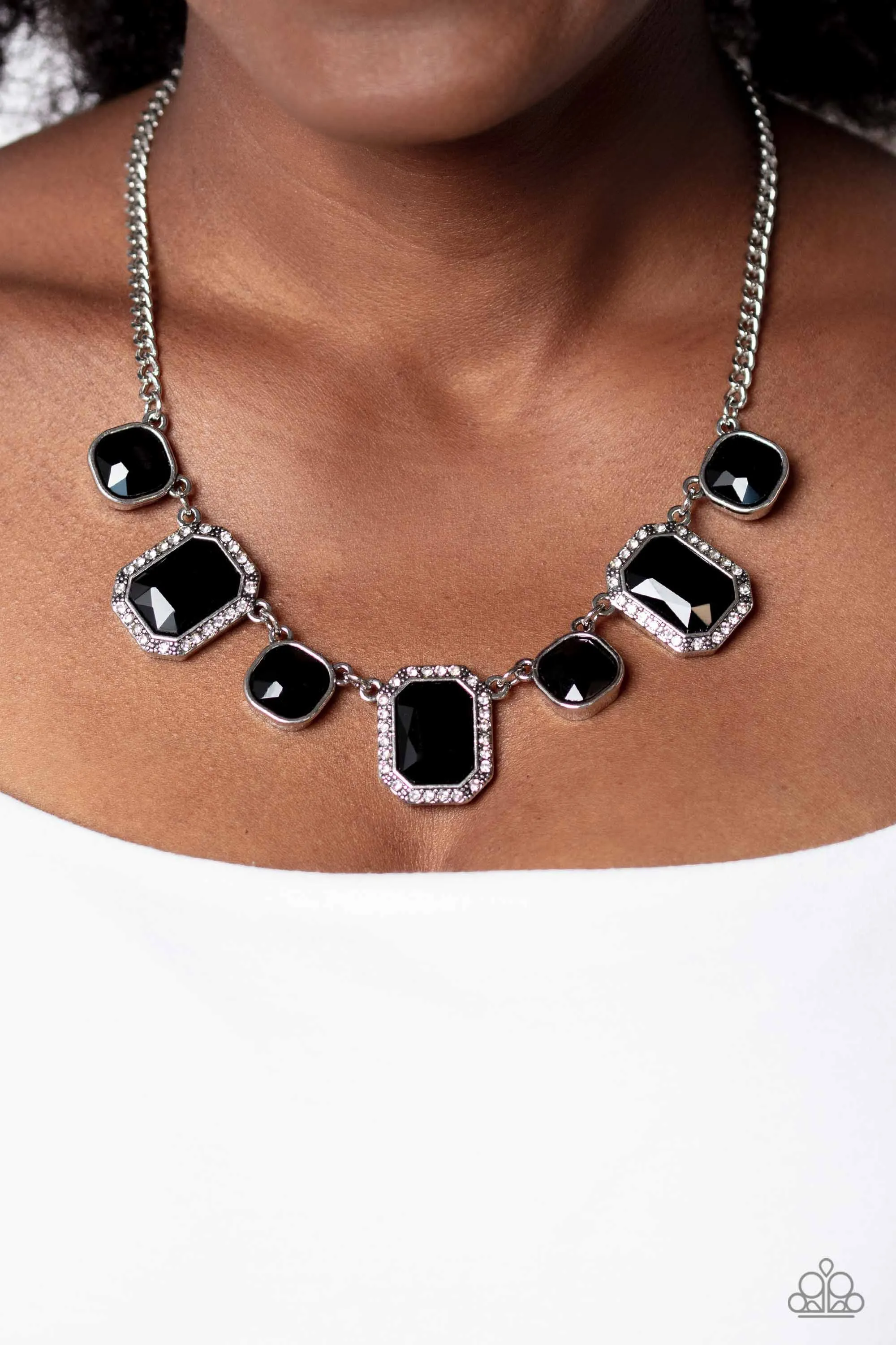 Paparazzi Royal Rumble Black Necklace & Earring Set