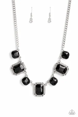 Paparazzi Royal Rumble Black Necklace & Earring Set