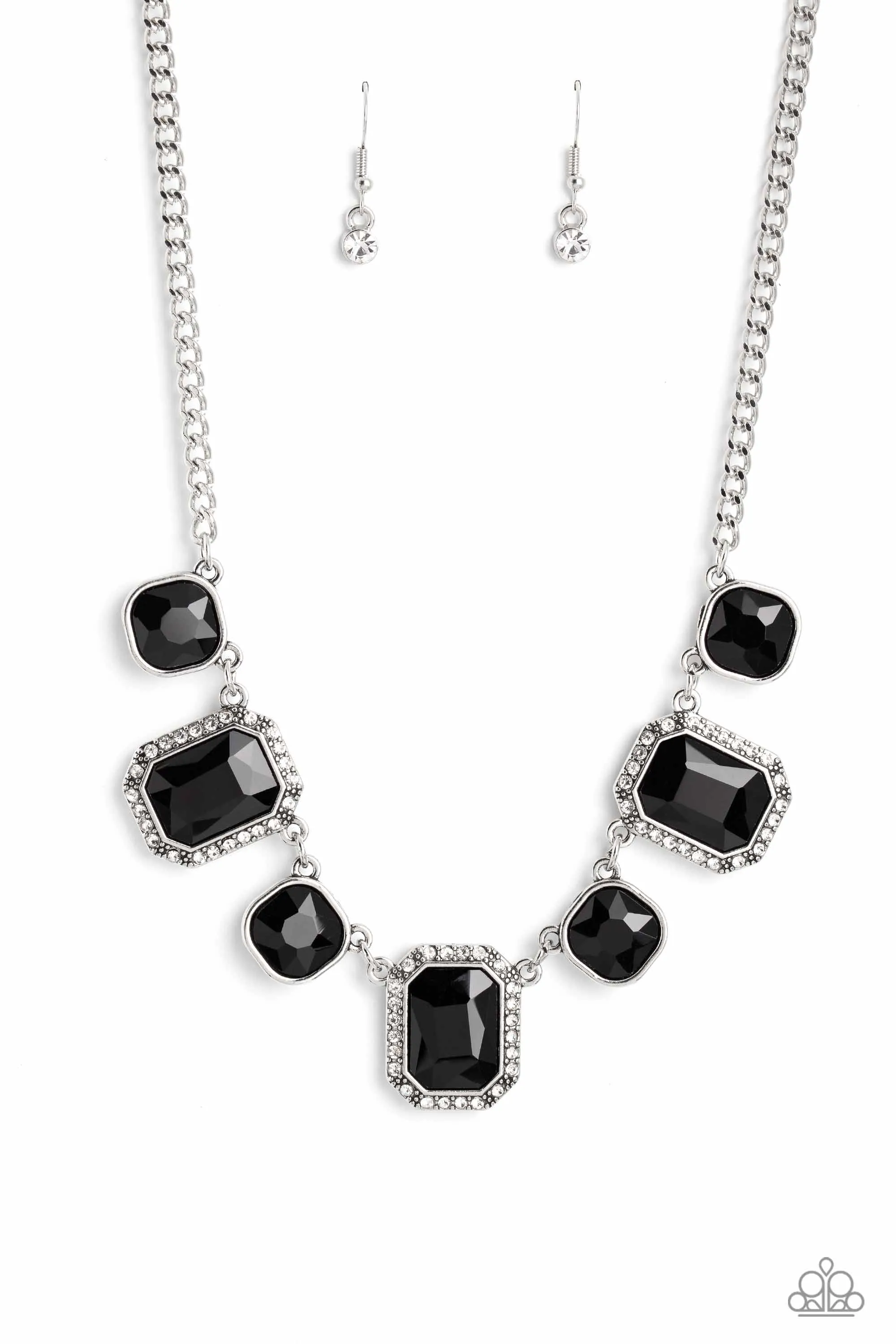 Paparazzi Royal Rumble Black Necklace & Earring Set