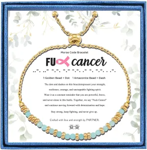 PARTNER Inspirational F**k Cancer Morse Code Bracelet for Women Strength Power Gifts for Cancer Fighter Cancer Survivor Cancer Support Gift Fuck Cancer Bracelet Encouragement Gift
