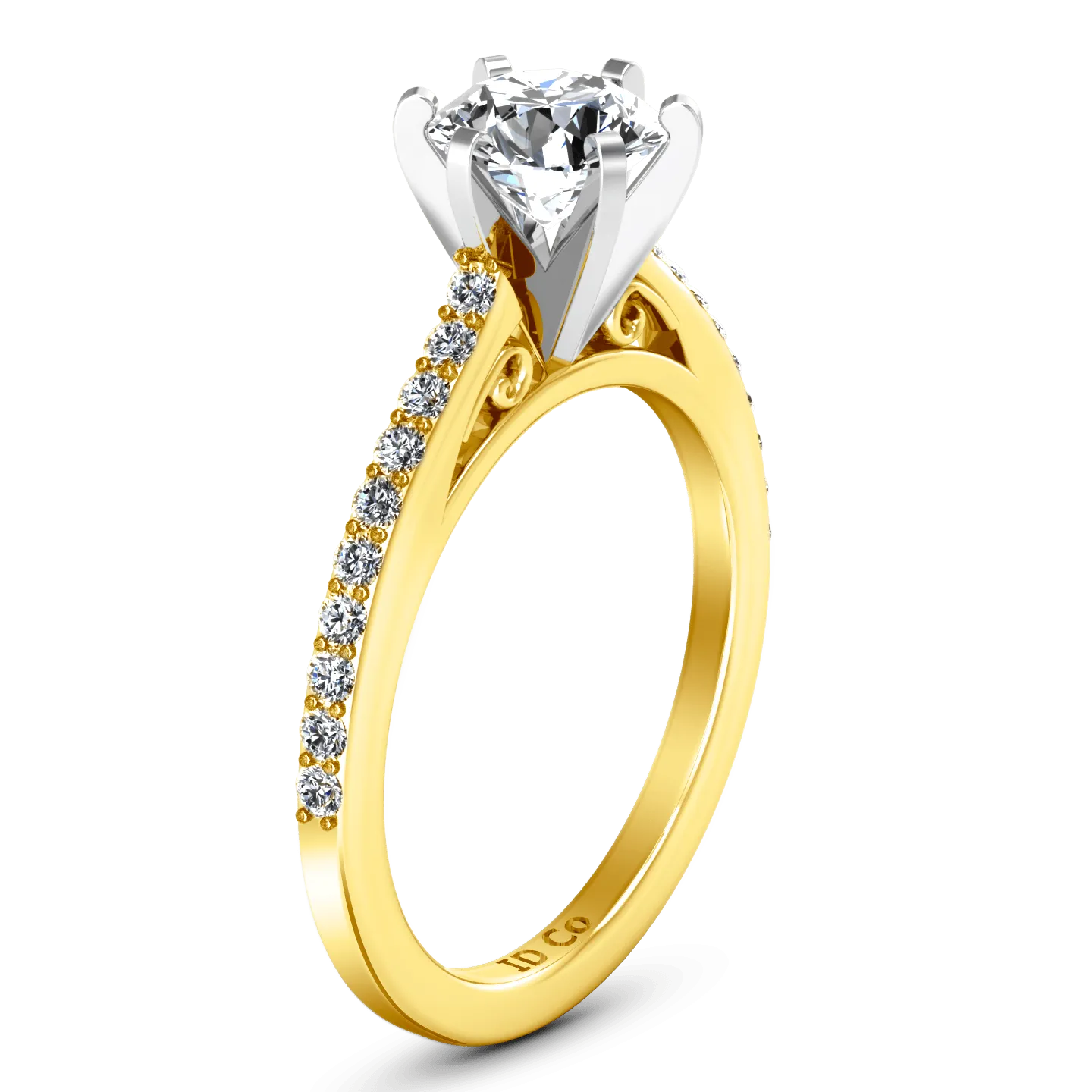 Pave Diamond EngagementRing Juliette 14K Yellow Gold