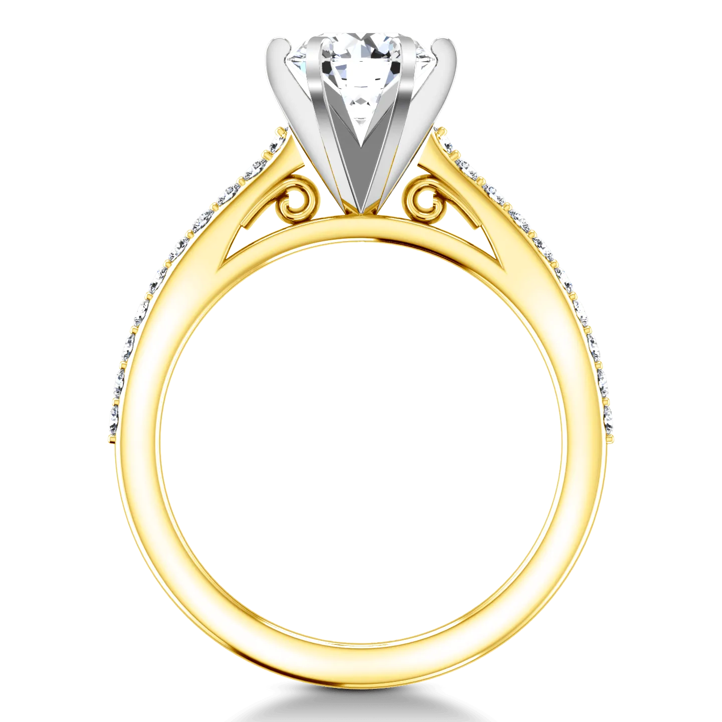 Pave Diamond EngagementRing Juliette 14K Yellow Gold