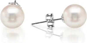 PAVOI Handpicked AAA  14K Gold Round White Freshwater Cultured Pearl Earrings | Pearl Earrings for Women