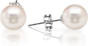 PAVOI Handpicked AAA  14K Gold Round White Freshwater Cultured Pearl Earrings | Pearl Earrings for Women