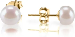 PAVOI Sterling Silver, 14K Gold Plated, AAA  Quality Handpicked Freshwater Cultured Stud Pearl Earrings