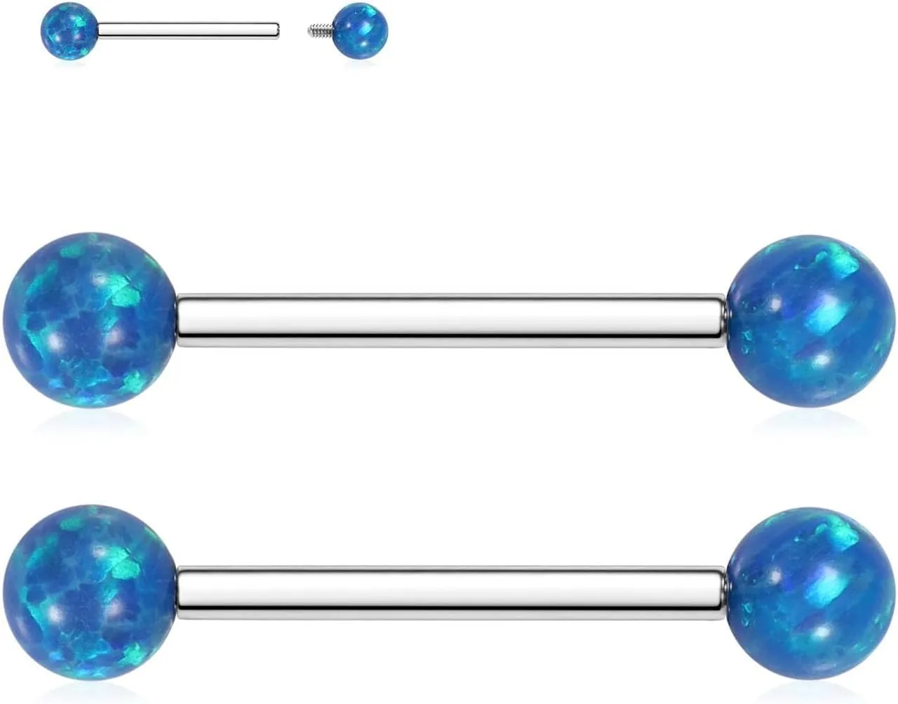 PEAKLINK 14G Titanium Nipple Rings & Barbell - CZ Opal Bridge Piercing Jewelry - Straight Internally Threaded - 12-18mm