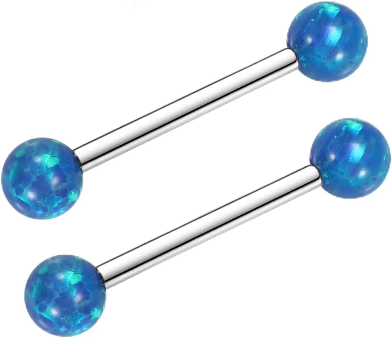 PEAKLINK 14G Titanium Nipple Rings & Barbell - CZ Opal Bridge Piercing Jewelry - Straight Internally Threaded - 12-18mm