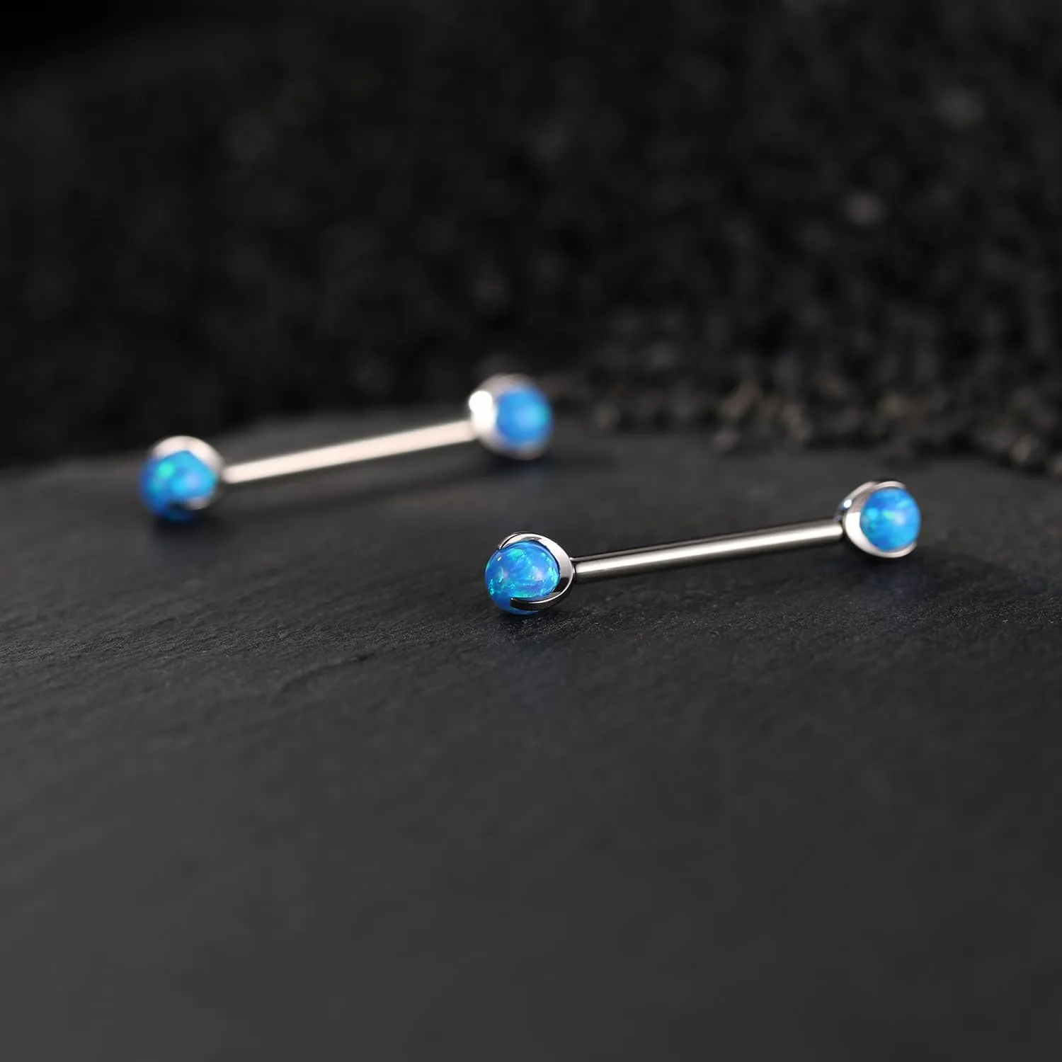 PEAKLINK 14G Titanium Nipple Rings & Barbell - CZ Opal Bridge Piercing Jewelry - Straight Internally Threaded - 12-18mm