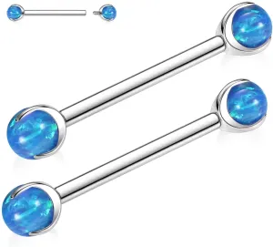 PEAKLINK 14G Titanium Nipple Rings & Barbell - CZ Opal Bridge Piercing Jewelry - Straight Internally Threaded - 12-18mm