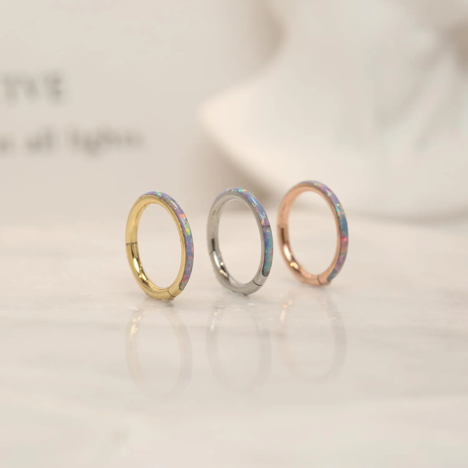 PEAKLINK Opal Nose Ring Hoop Ring 316L Surgical Steel Lip Cartilage Conch Helix Lobe Earring Daith Rook Orbital Belly Tragus Septum Piercing Jewelry foer Women Men