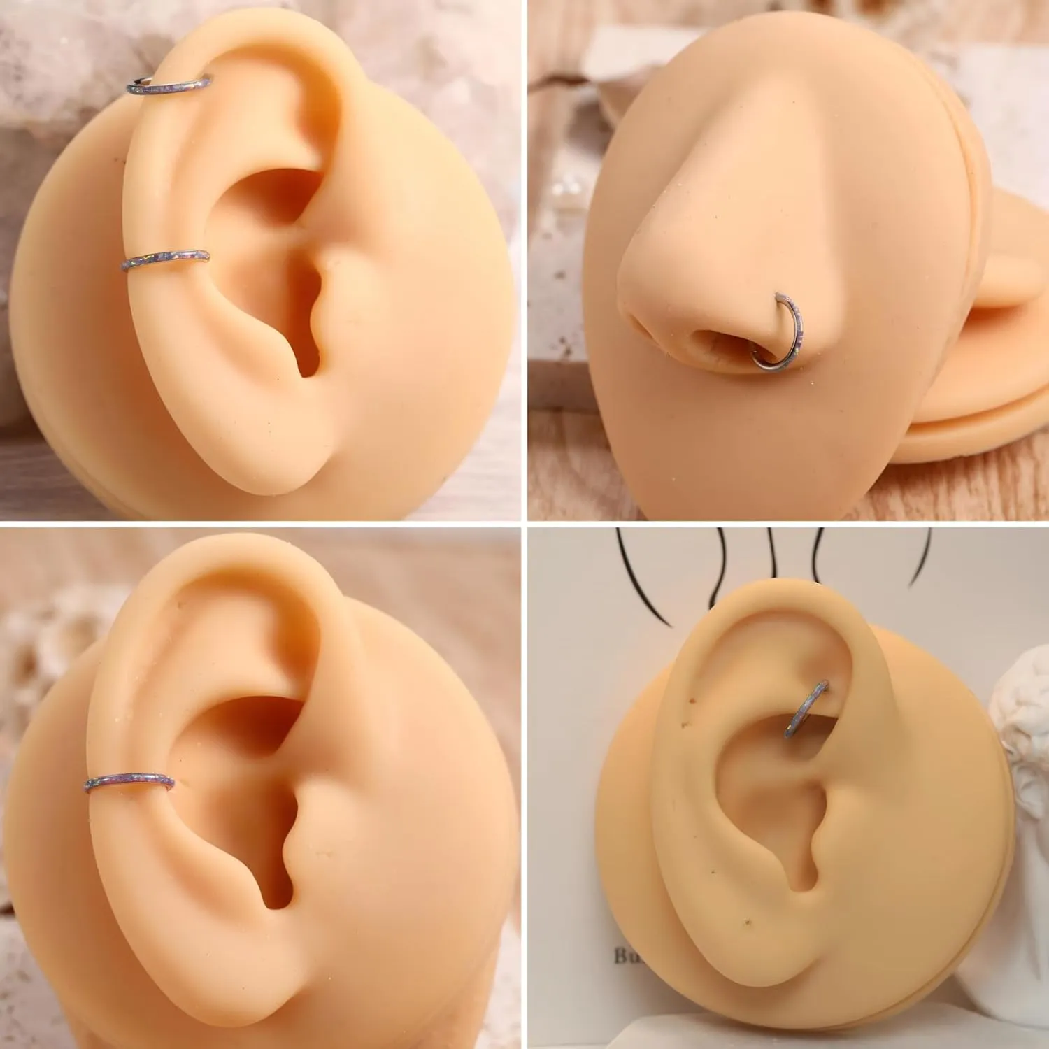 PEAKLINK Opal Nose Ring Hoop Ring 316L Surgical Steel Lip Cartilage Conch Helix Lobe Earring Daith Rook Orbital Belly Tragus Septum Piercing Jewelry foer Women Men