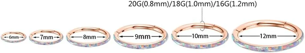 PEAKLINK Opal Nose Ring Hoop Ring 316L Surgical Steel Lip Cartilage Conch Helix Lobe Earring Daith Rook Orbital Belly Tragus Septum Piercing Jewelry foer Women Men