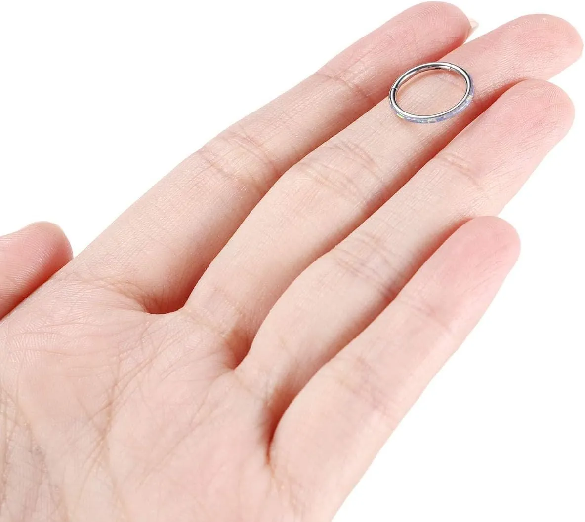 PEAKLINK Opal Nose Ring Hoop Ring 316L Surgical Steel Lip Cartilage Conch Helix Lobe Earring Daith Rook Orbital Belly Tragus Septum Piercing Jewelry foer Women Men