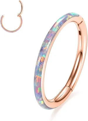 PEAKLINK Opal Nose Ring Hoop Ring 316L Surgical Steel Lip Cartilage Conch Helix Lobe Earring Daith Rook Orbital Belly Tragus Septum Piercing Jewelry foer Women Men