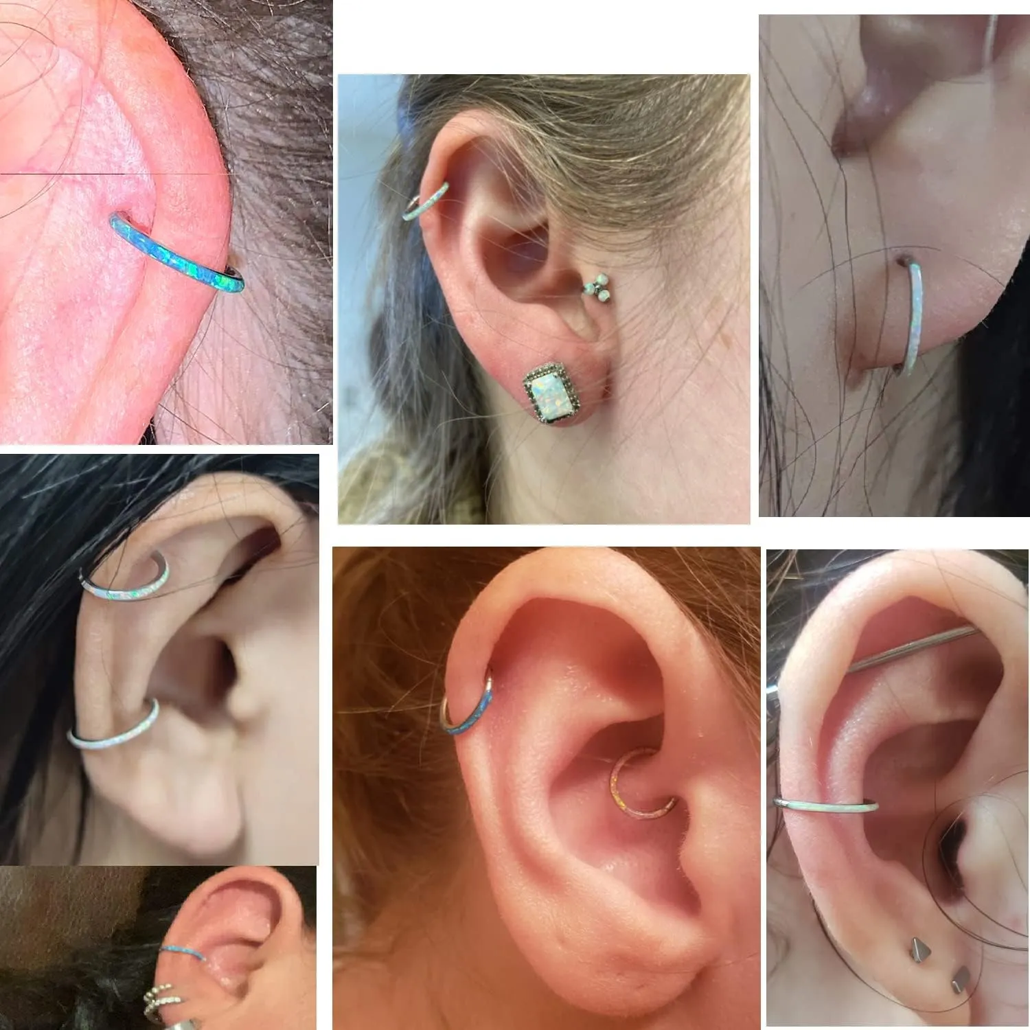 PEAKLINK Opal Nose Ring Hoop Ring 316L Surgical Steel Lip Cartilage Conch Helix Lobe Earring Daith Rook Orbital Belly Tragus Septum Piercing Jewelry foer Women Men