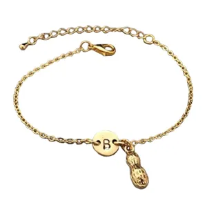 Peanut charm bracelet, peanut charm, adjustable bracelet, food, personalized bracelet, initial bracelet, monogram