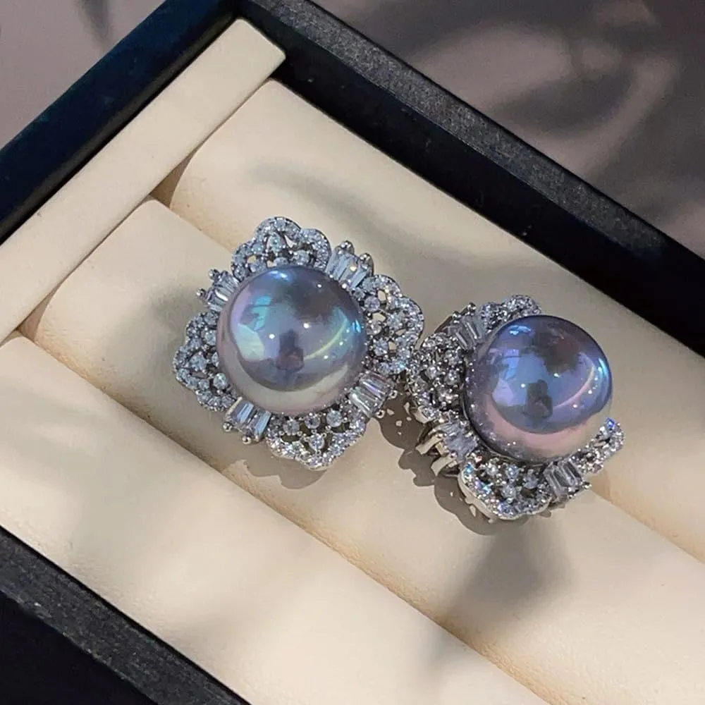 Pearl Earrings for Women, Cultured Stud Pearl Earrings Jewelry for Girls, Silver/Gold Plated Prom Jewelry Dangle Studs Cubic Zirconia Pearl Earrings for Gifts