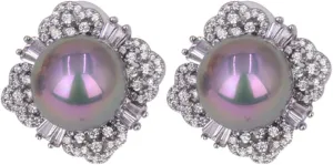 Pearl Earrings for Women, Cultured Stud Pearl Earrings Jewelry for Girls, Silver/Gold Plated Prom Jewelry Dangle Studs Cubic Zirconia Pearl Earrings for Gifts